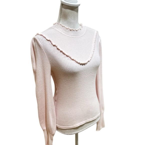 Free People ballet Pink Cowl Neck ribbed lightweight knit Sweater size xs - Picture 3 of 11